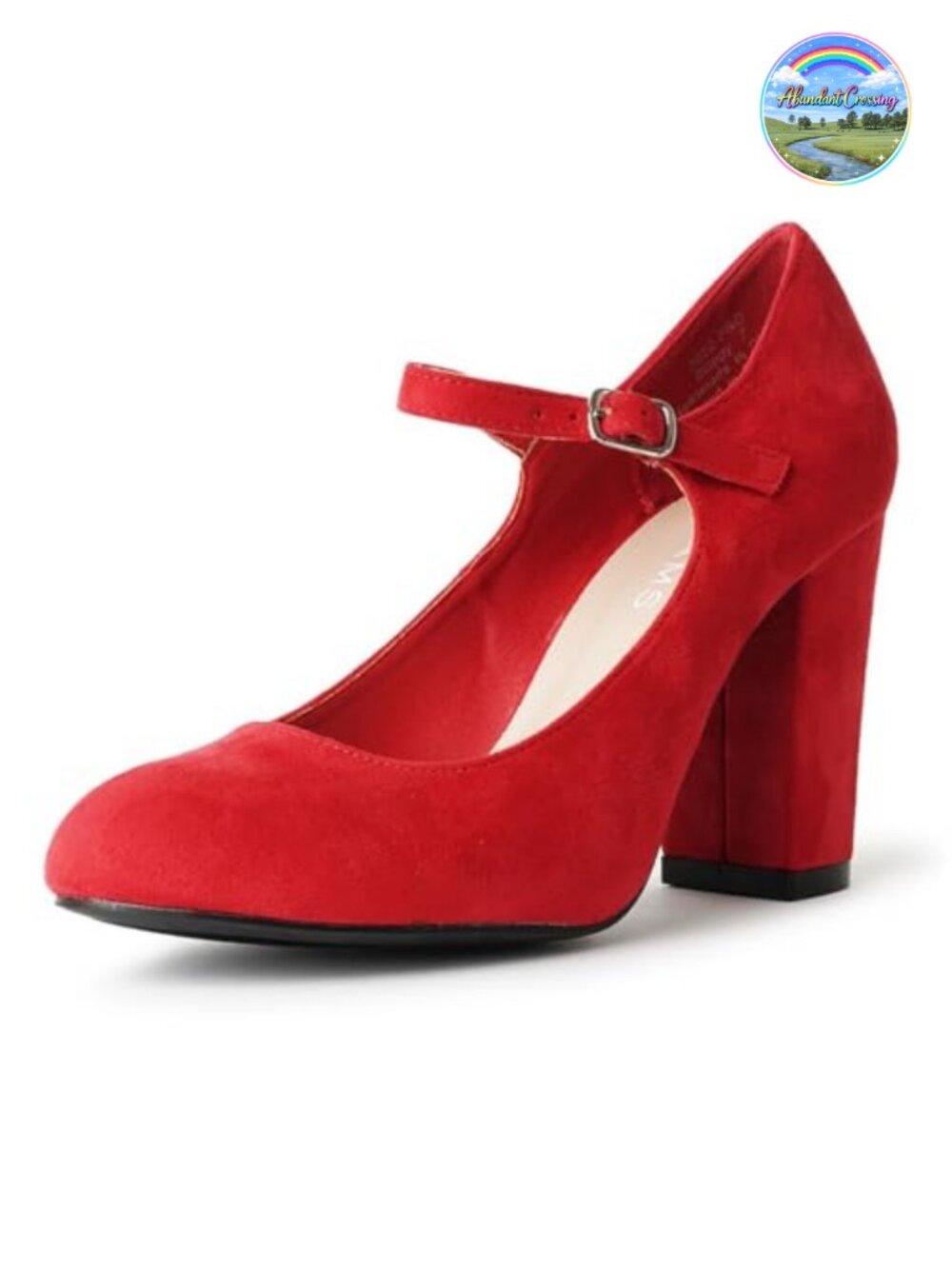 Women's Mary Jane Chunky Block Heel Pumps Round Toe Suede Dress Shoes